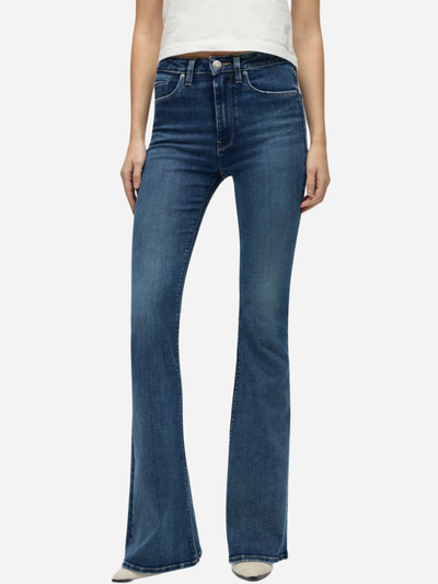 medium wash women's flare denim jeans