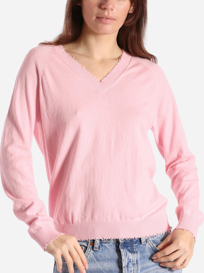 pink v-neck cashmere