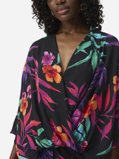 ladies tropical print boxy blouse