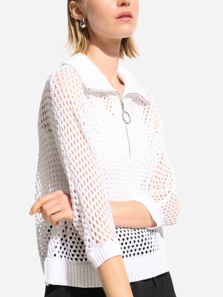 Joseph Ribkoff Vicscose Blend Boxy Sweater Knit With Zipped