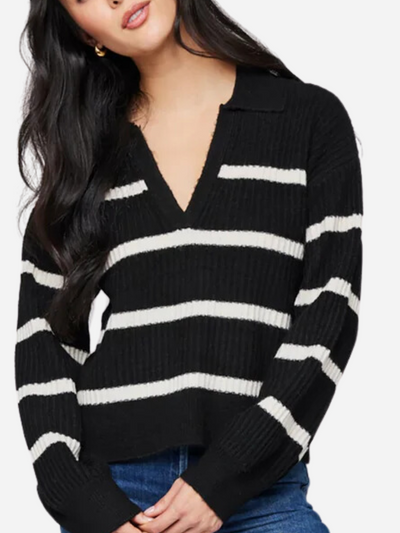 black and white striped women's sweater