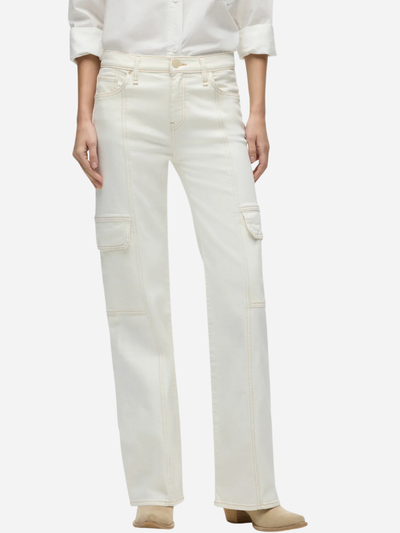 women's cream cargo pants with wide legs