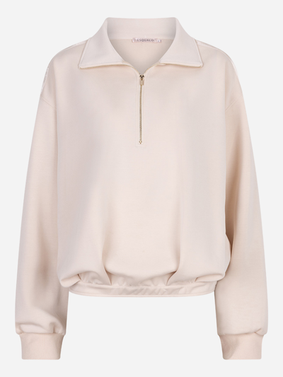 Beige sweatshirt with a zipper on a white background