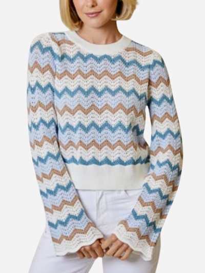 woman in chevron striped spring sweater