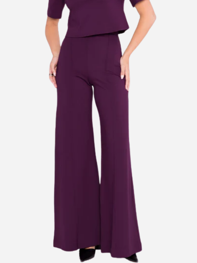 woman in plum wide leg pants