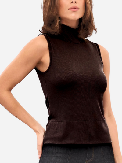 black sleeveless mock neck turtleneck