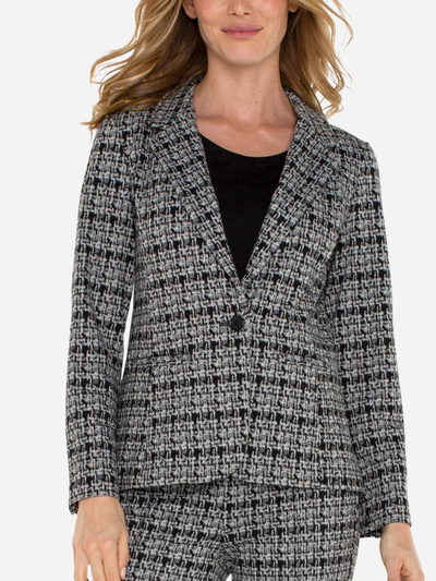 Women's black and grey plaid blazer