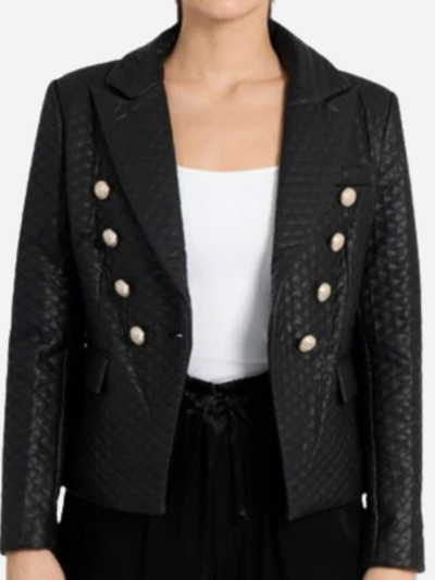 Black blazer jacket with gold buttons