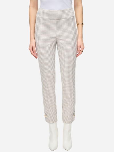 brown and white women's houndstooth pants