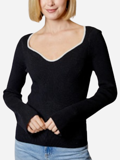 black sweetheart neck sweater