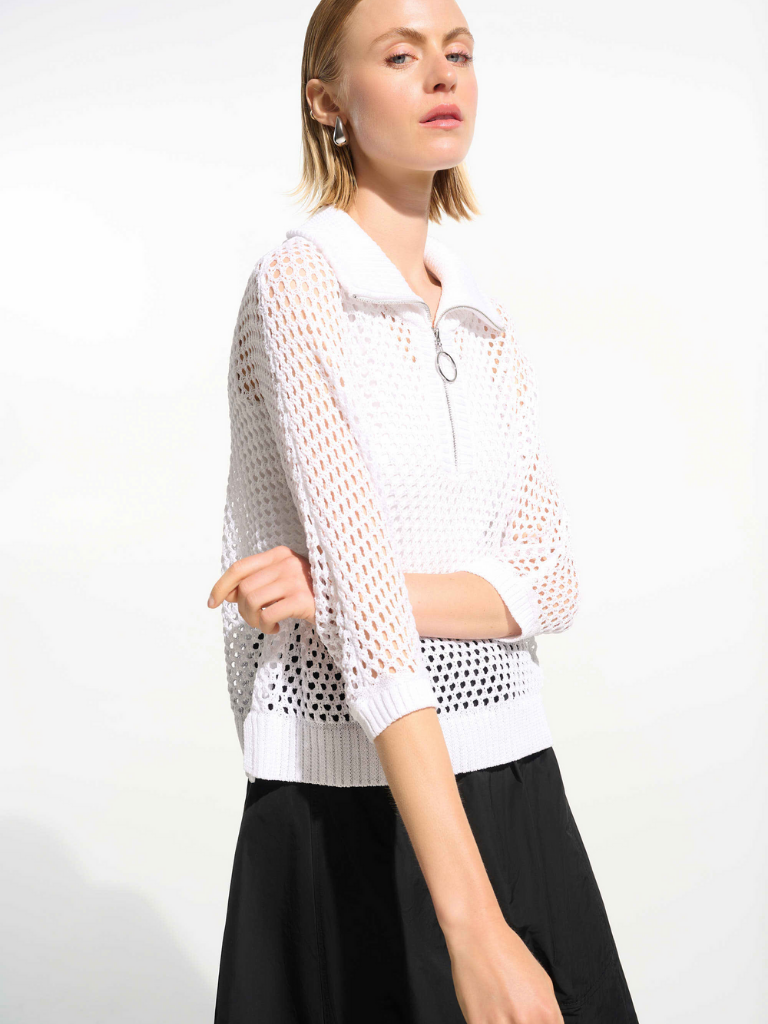 トップス R alexsanderwang border knit Joseph Ribkoff Vicscose Blend Boxy Sweater Knit With Zipped
