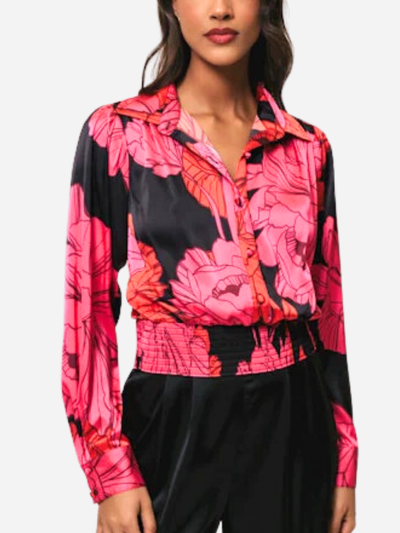 black and pink floral blouse