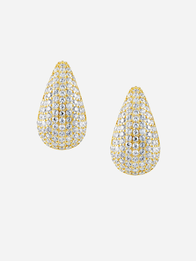 gold and cz raindrop earrings