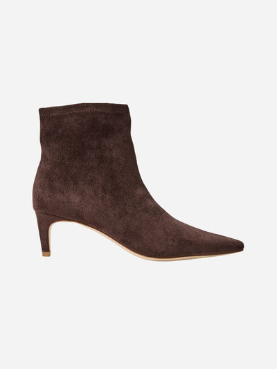 Brown suede ankle boot on a white background