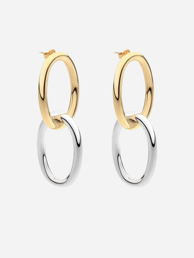 gold and silver double hoop earrings