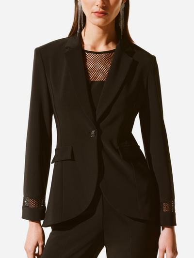 silky knit and mesh black blazer 