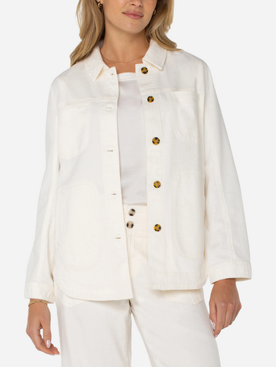 Ladies cream button down shacket