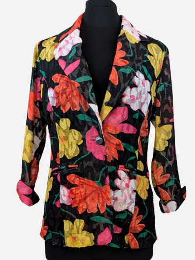 ladies black floral blazer