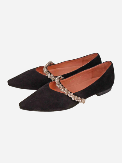 black classic pointed toe Mary Jane flat