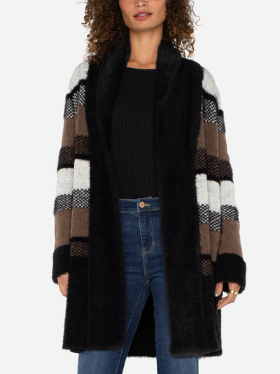 long striped women's cardigan