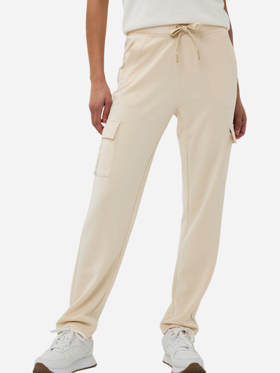 woman in ivory cargo joggers