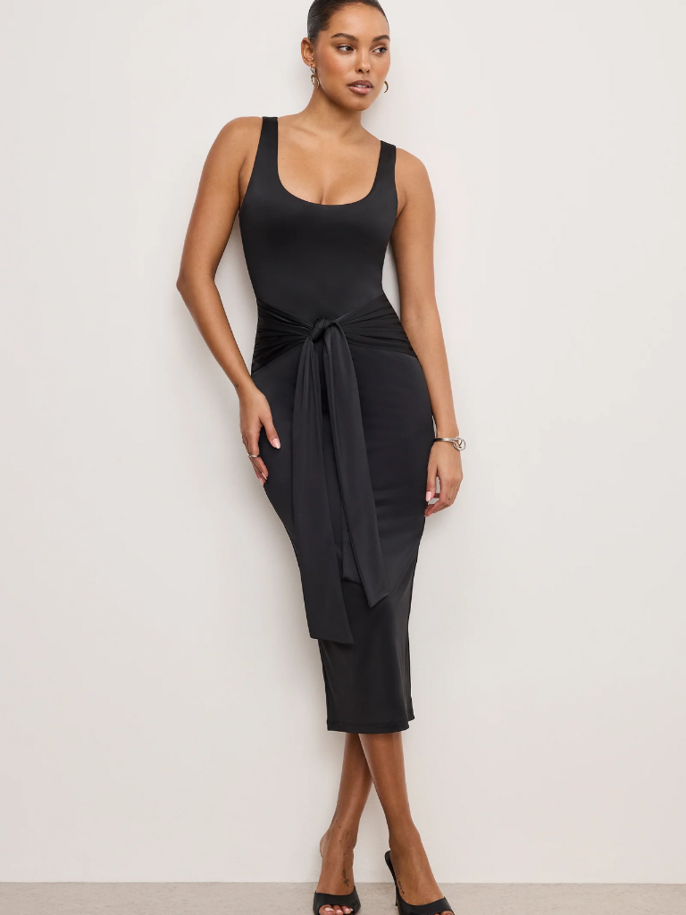 Good American Slinky Jersey Ruched Midi Dress Alysa Rene Boutique Good American Slinky Jersey Ruched Midi Dress Alysa Rene Boutique
