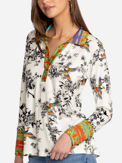 women's floral collared shirt