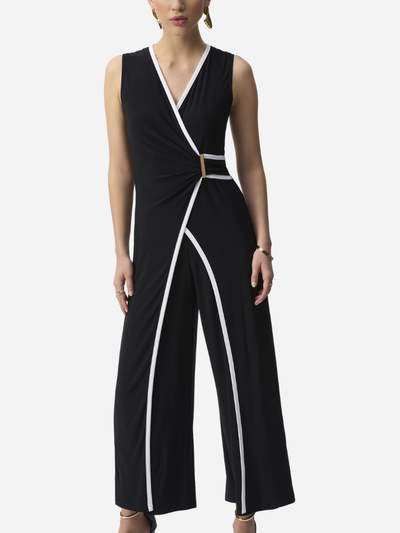 black and white sleeveless jumpsuit