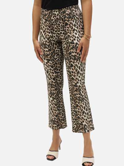 woman in leopard print cropped pants