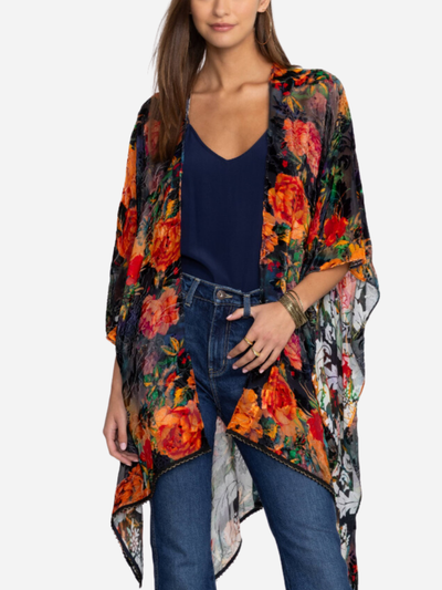 burnout velvet floral shawl