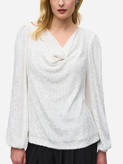 sequined cowl neck top