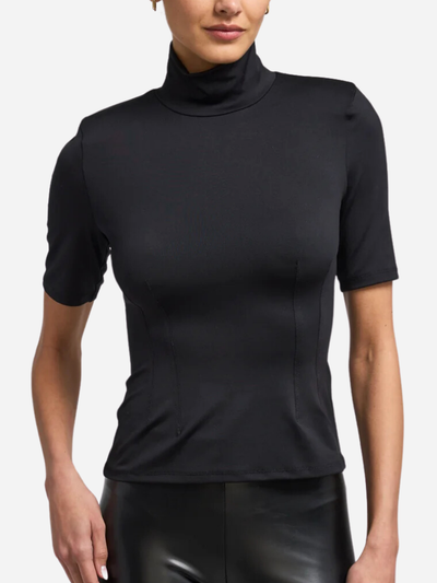 black mock neck short sleeve women's top