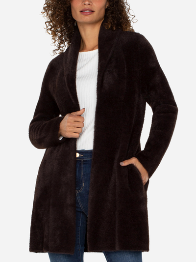 long faux mink coatigan sweater