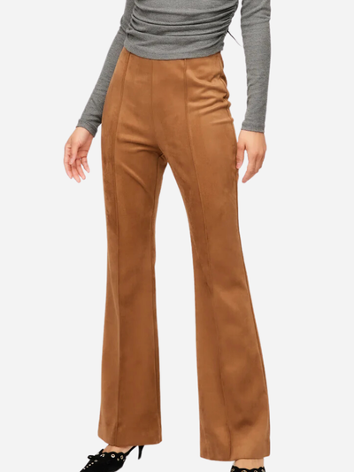 brown faux suede bootcut pants