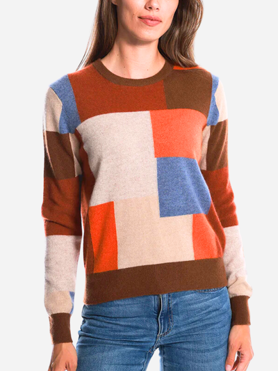 Cashmere Patchwork Crew Neck Pullover