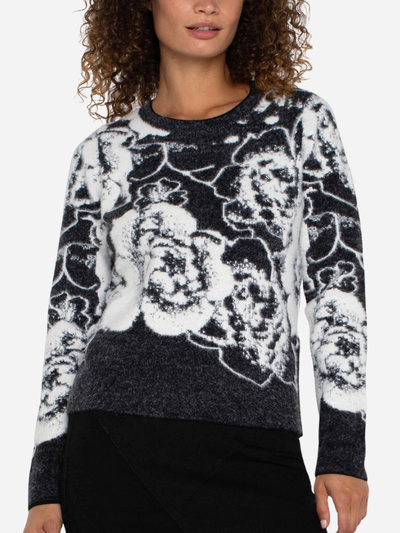 black and white large floral sweater