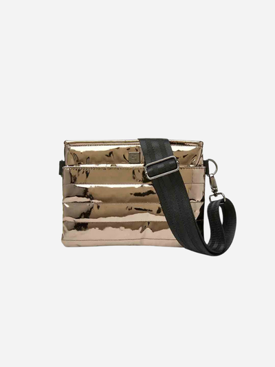 metallic quilted crossbody bag and fanny pack